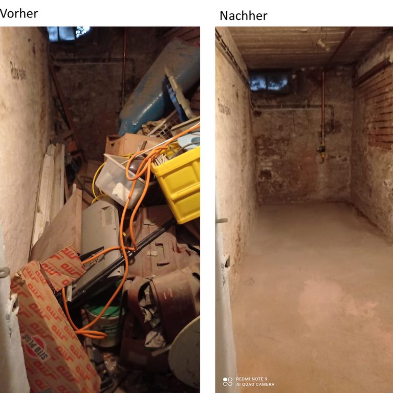 Entrümpelung: 16 m²; Keller oder Garage